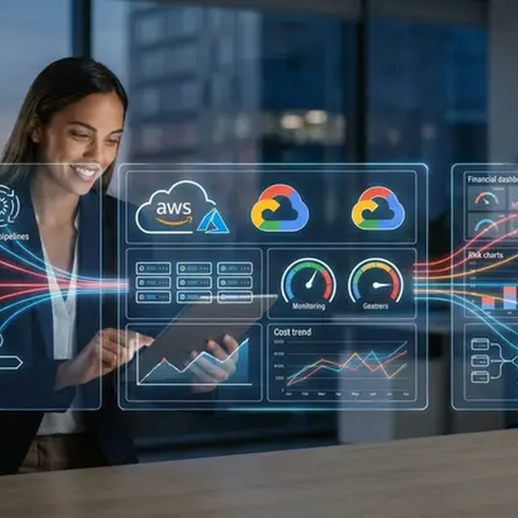 BFSI capability areas — application managed services, managed cloud and infrastructure, and data and analytics intelligence